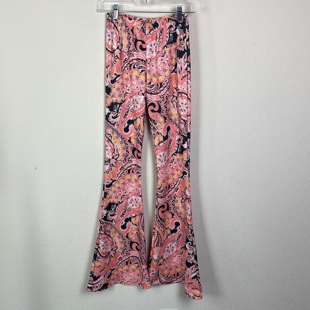 Nasty Gal hippie flare bell bottom pull on elastic waist pants women’s 4